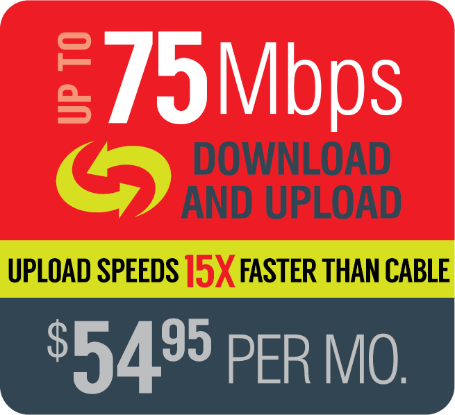 Broadband up to 75Mbps $54.95